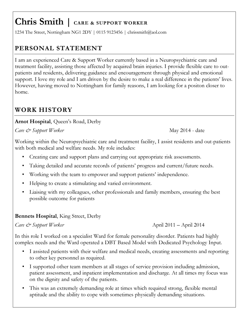 Care Support Worker Cv Template With Classic Border Ms Word pertaining to measurements 800 X 1016