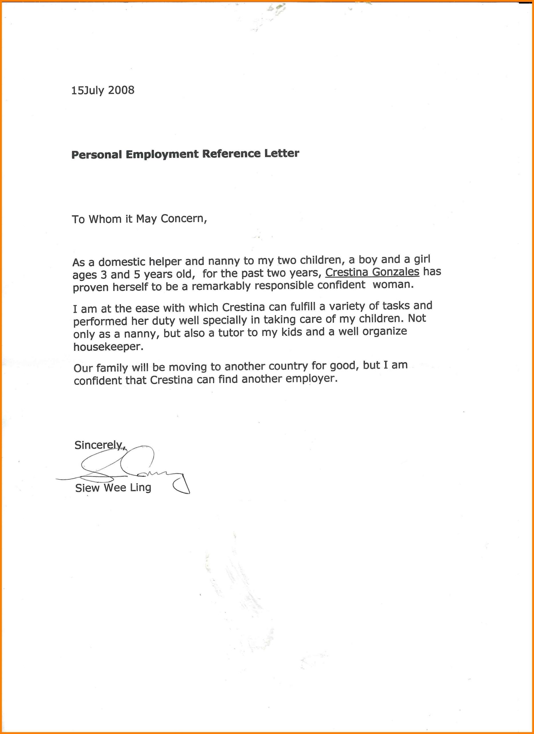 Caregiver Reference Letter From Employer Debandje intended for size 2568 X 3525