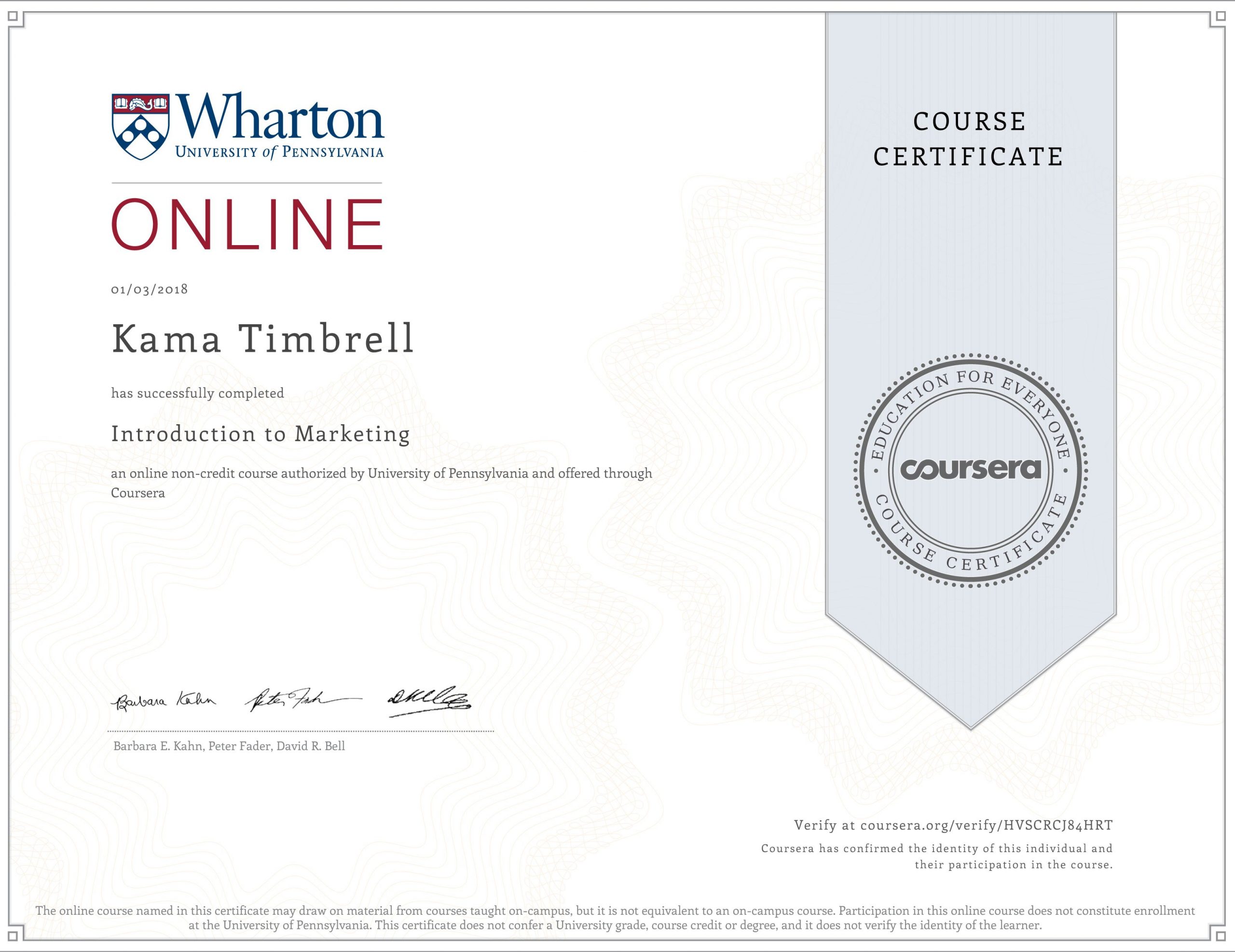 Certificate Of Completion For Kama Timbrell Introduction To within dimensions 3215 X 2478