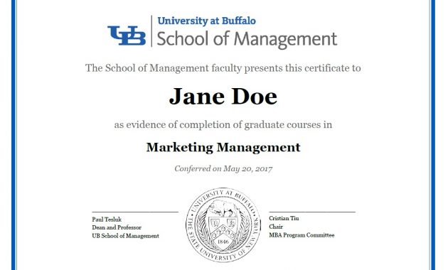 Certificates School Of Management University At Buffalo intended for dimensions 1178 X 911