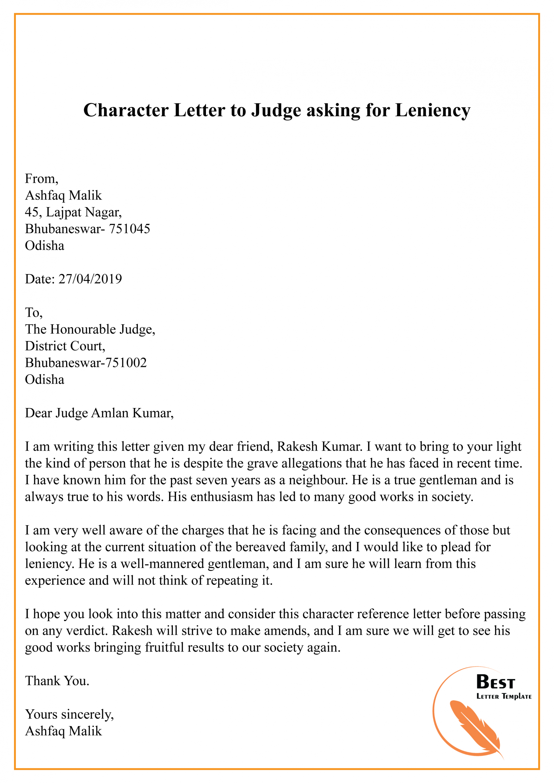 Character Letter To Judge Asking For Leniency 01 Best intended for sizing 2480 X 3508