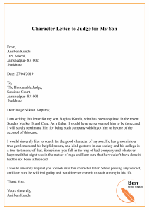 Character Letter To Judge For My Son 01 Best Letter Template within size 2480 X 3508