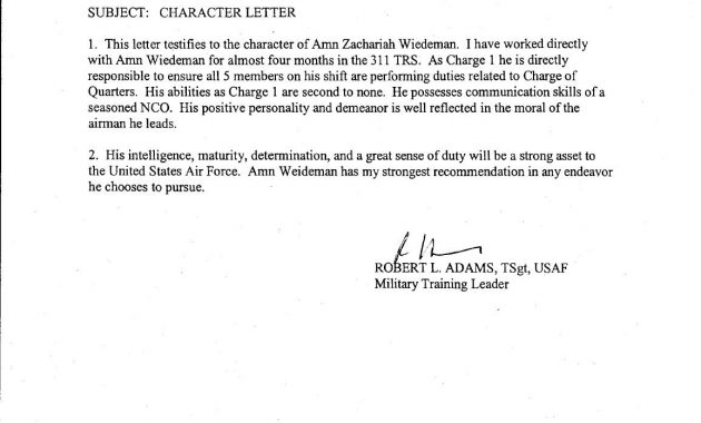 Character Letter United States Air Force Zachariah inside size 1156 X 1496
