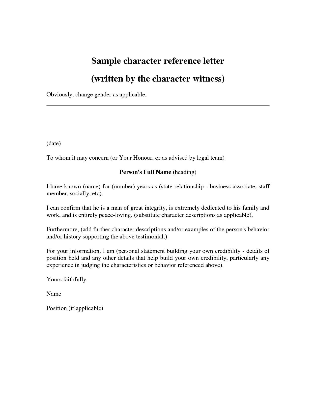 Character Reference Letter To Judge Before Sentencing • Invitation