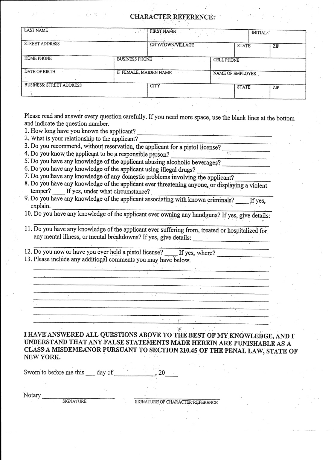 Character Reference Interviews Form And Details Nassau for sizing 1117 X 1536