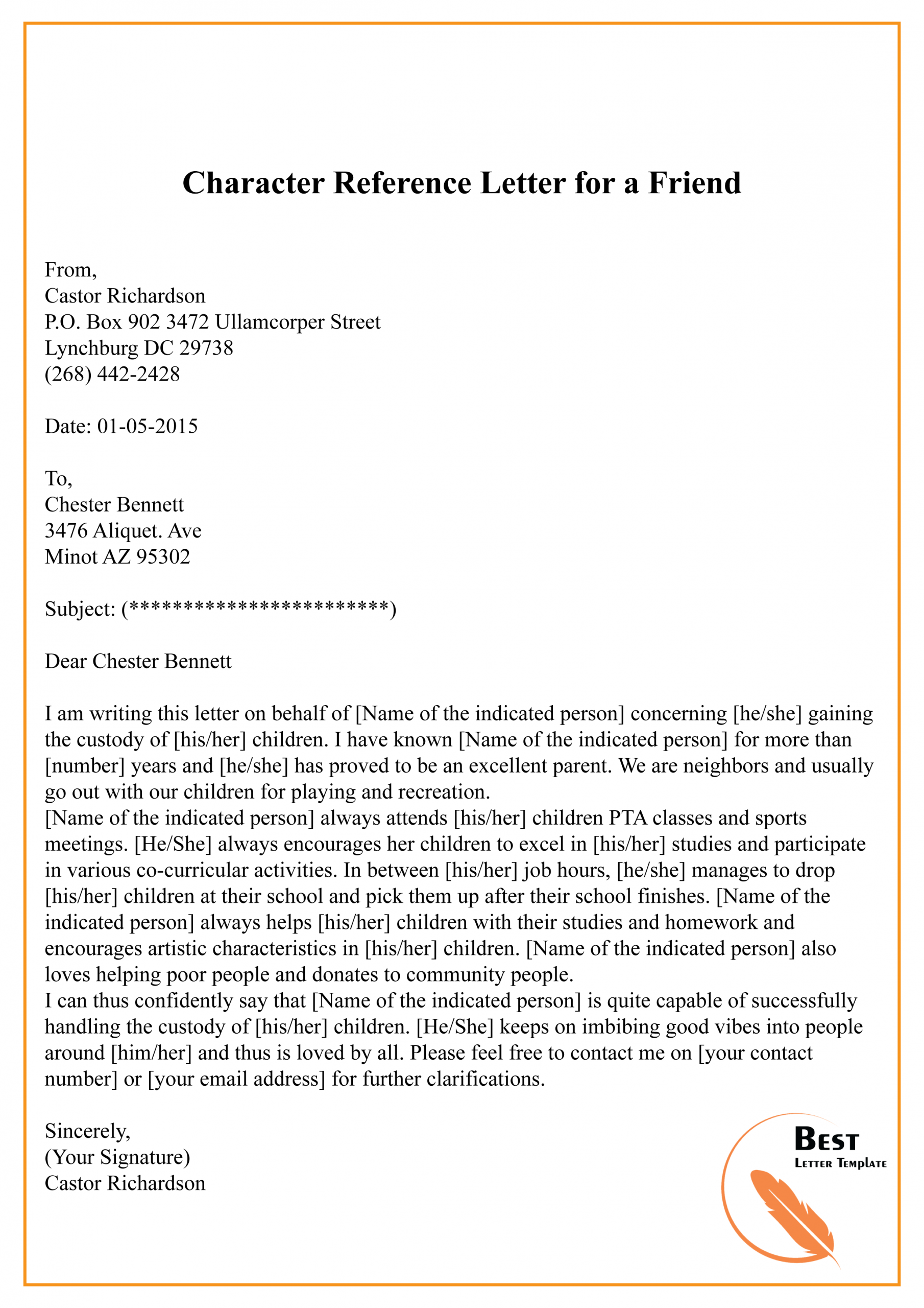 Character Reference Letter For A Friend 01 Best Letter pertaining to proportions 2480 X 3508