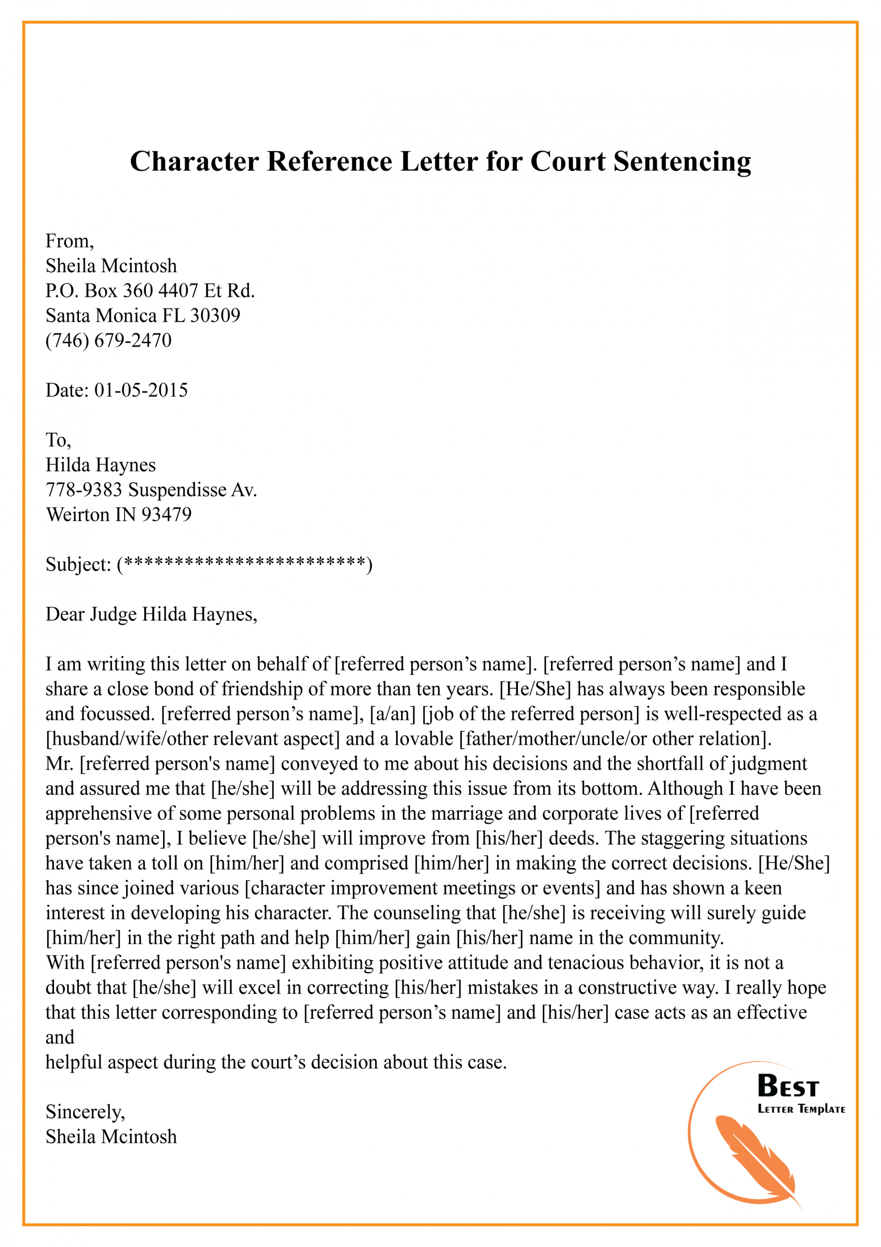 Letter Of Recommendation For Court Sentencing • Invitation Template Ideas