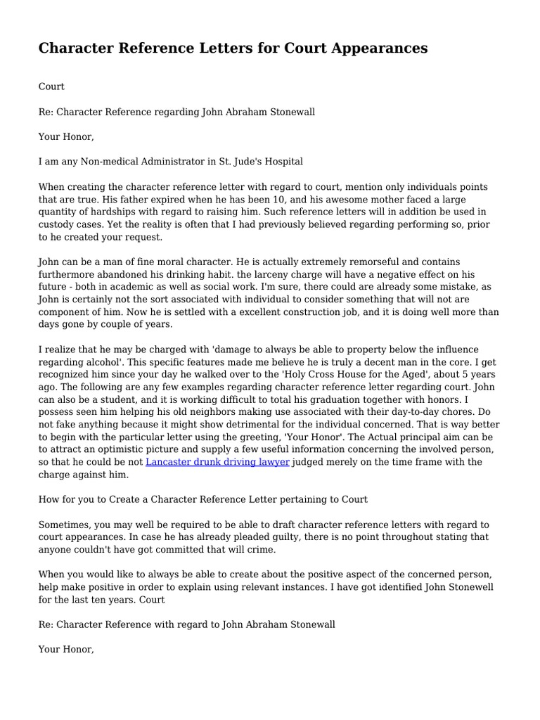 Character Reference Letters For Court Appearances Docshare in measurements 768 X 1024