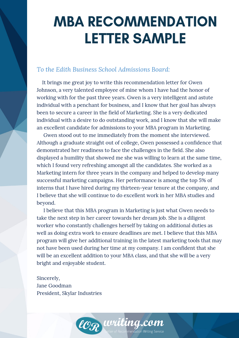 Check This Professional Sample Mba Recommendation Letter within dimensions 794 X 1123