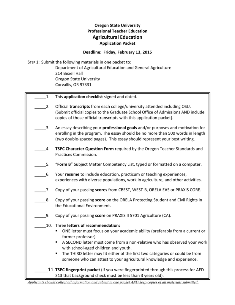 Checklist And Mailing Guidelines College Of Agricultural within measurements 791 X 1024