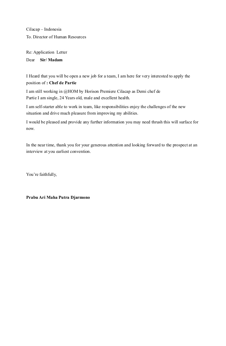 Chef De Partie Cover Letter Debandje intended for measurements 768 X 1175