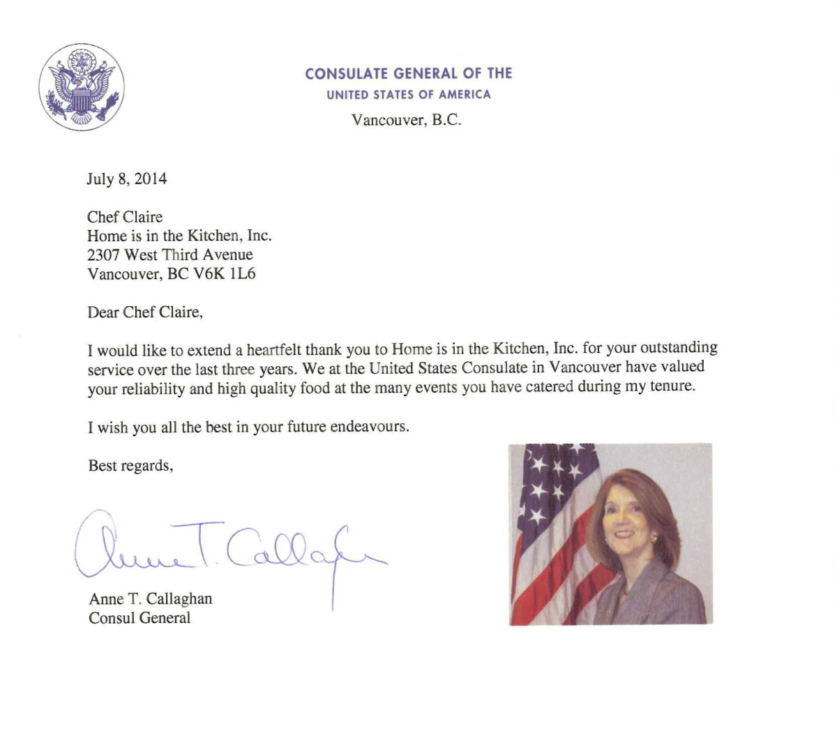 Chefclaires Letter Of Recommendation From The Consulate Of inside size 1200 X 1051