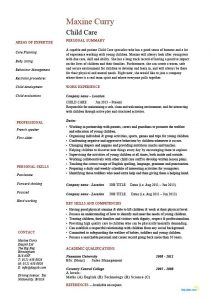 Child Care Cv Template Debandje with sizing 596 X 842