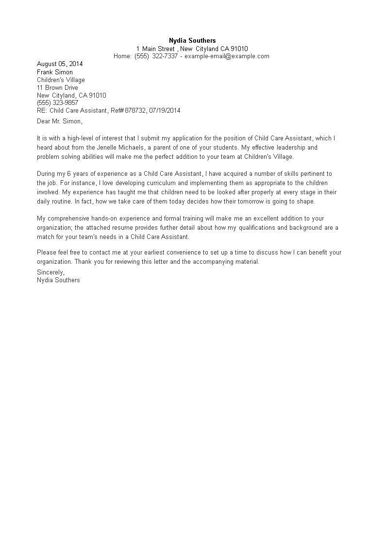 Child Care Worker Letter Of Recommendation • Invitation ...