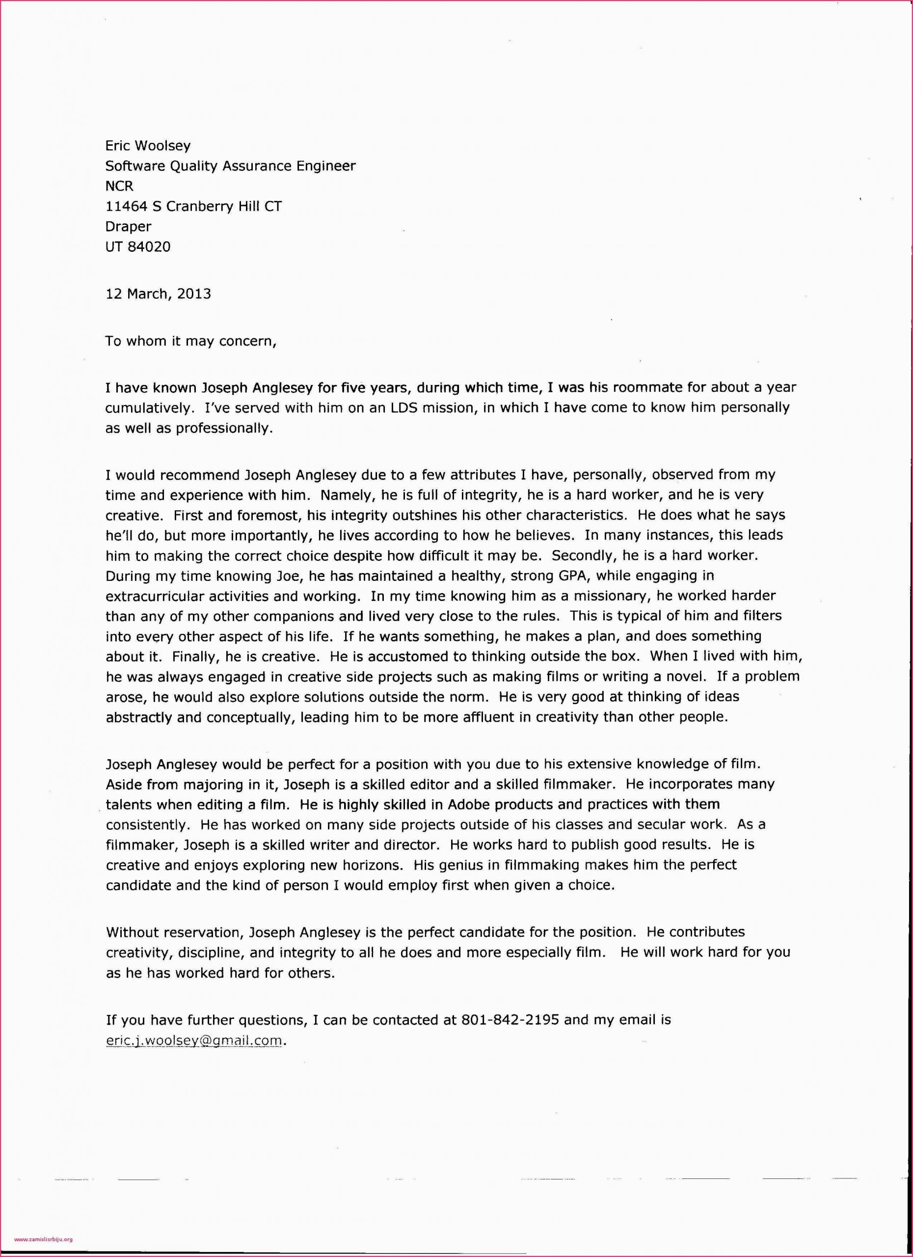 Child Custody Letter Of Recommendation Beautiful Character pertaining to size 2550 X 3510