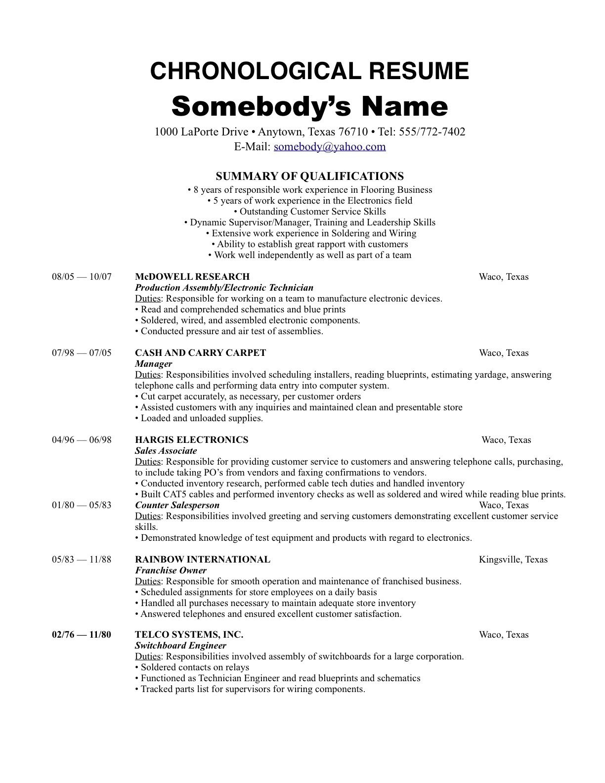 Chronological Order Resume Template Debandje inside proportions 1224 X 1584