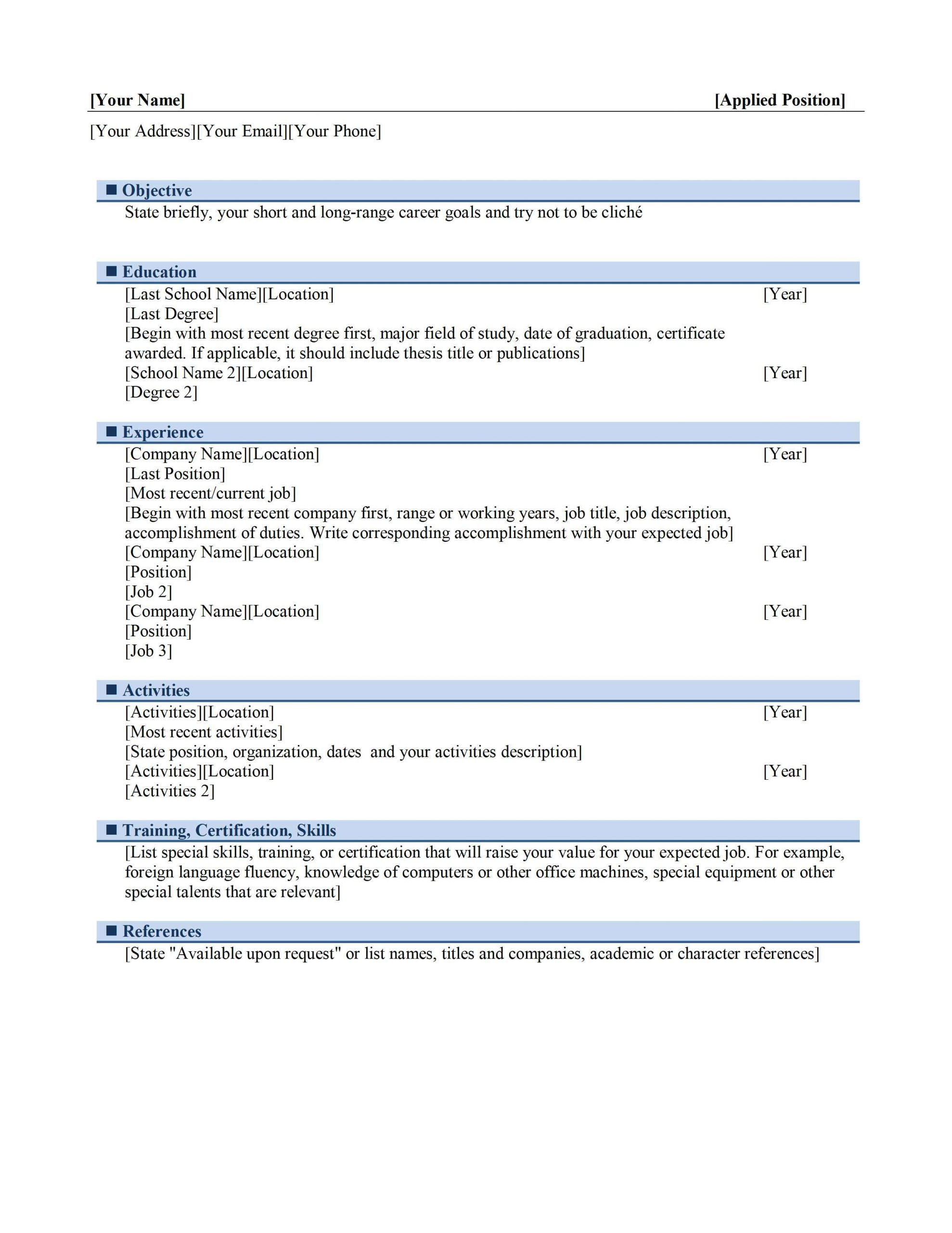 Chronological Resume Template Microsoft Word Debandje with regard to measurements 2550 X 3300