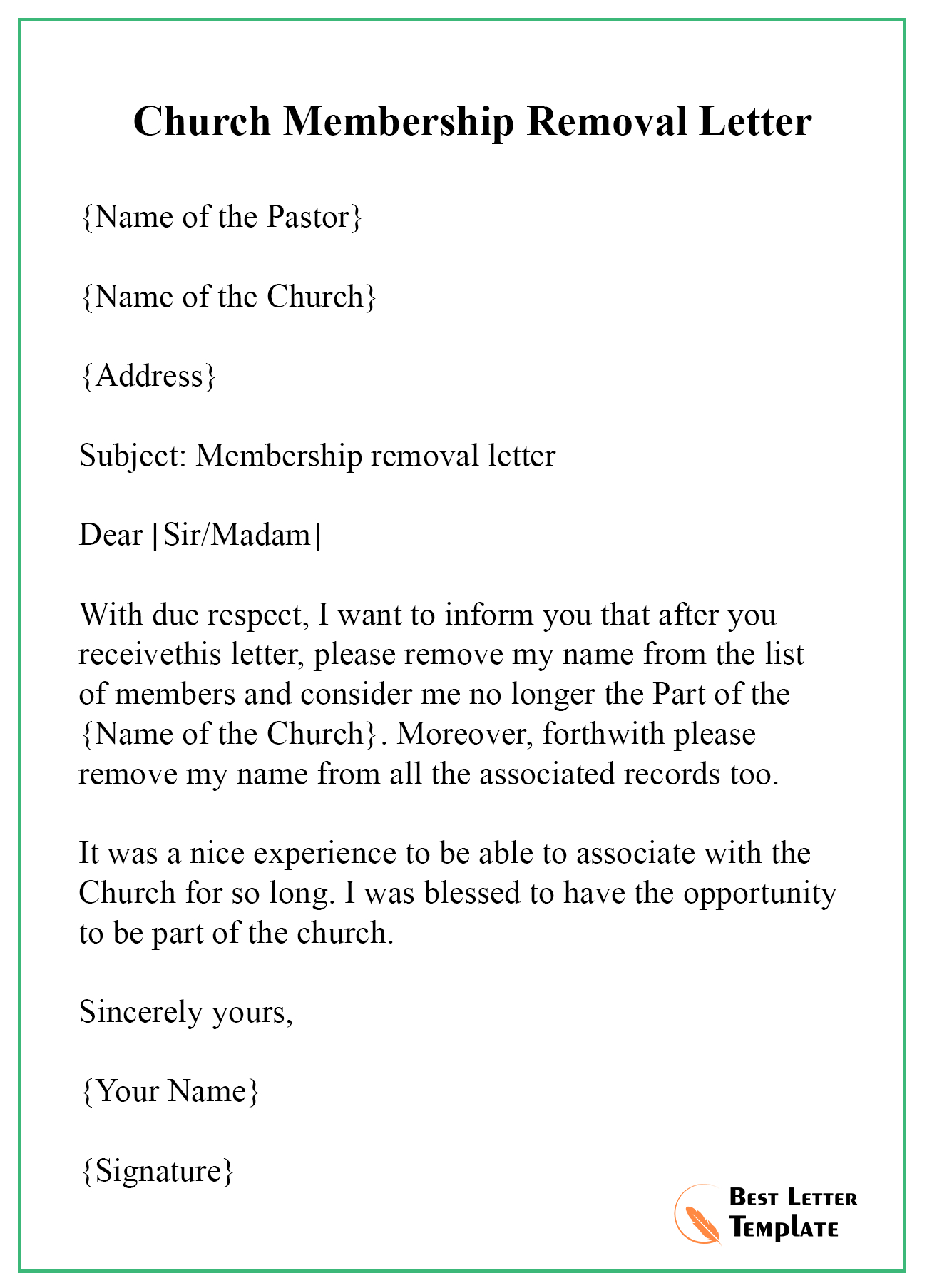 Church Membership Removal Letter Best Letter Template regarding size 1300 X 1806