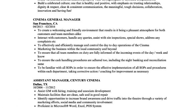 Cinema Manager Resume Samples Velvet Jobs within dimensions 860 X 1240