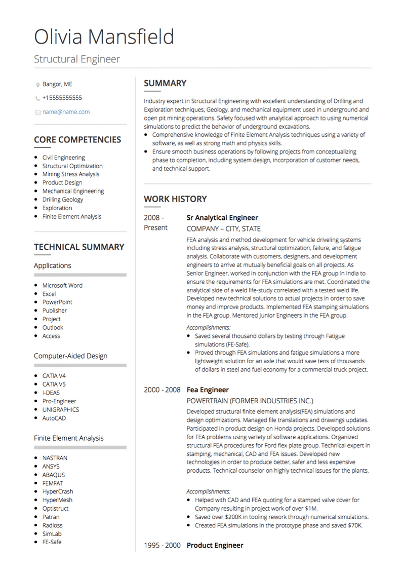 Civil Engineer Cv Examples Templates Visualcv throughout dimensions 800 X 1135