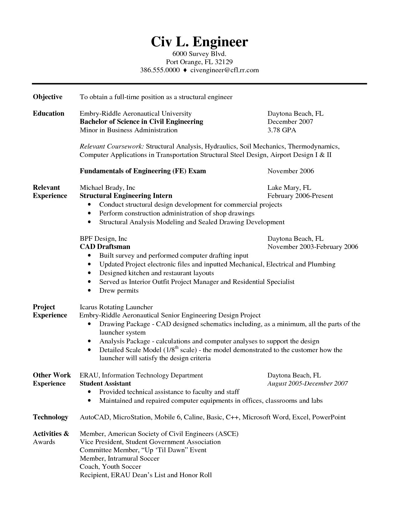 Civil Engineer Sample Resume Hector Best Sample Civil pertaining to size 1275 X 1650