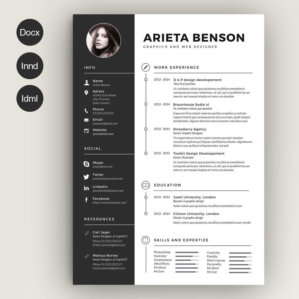 Clean Cv Resume Estartshop On Creative Market Cv for dimensions 1000 X 1000