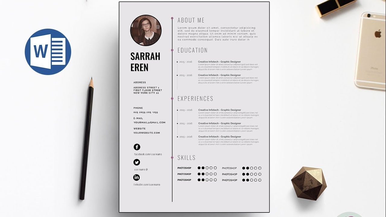 Clean Cv Template Design In Microsoft Word Docx File intended for dimensions 1280 X 720