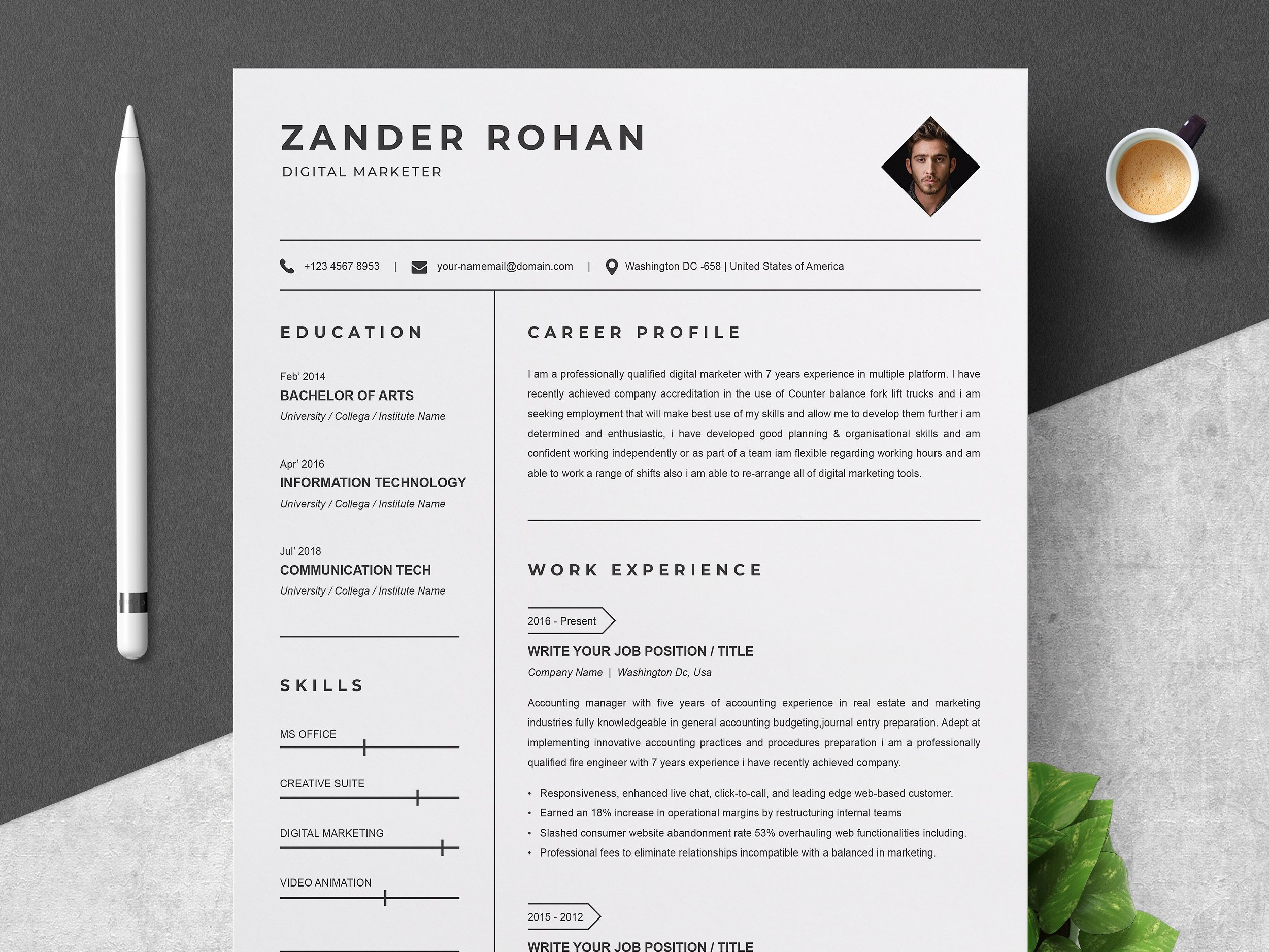 Clean Resume Template Resume Templates On Dribbble for proportions 2500 X 1875