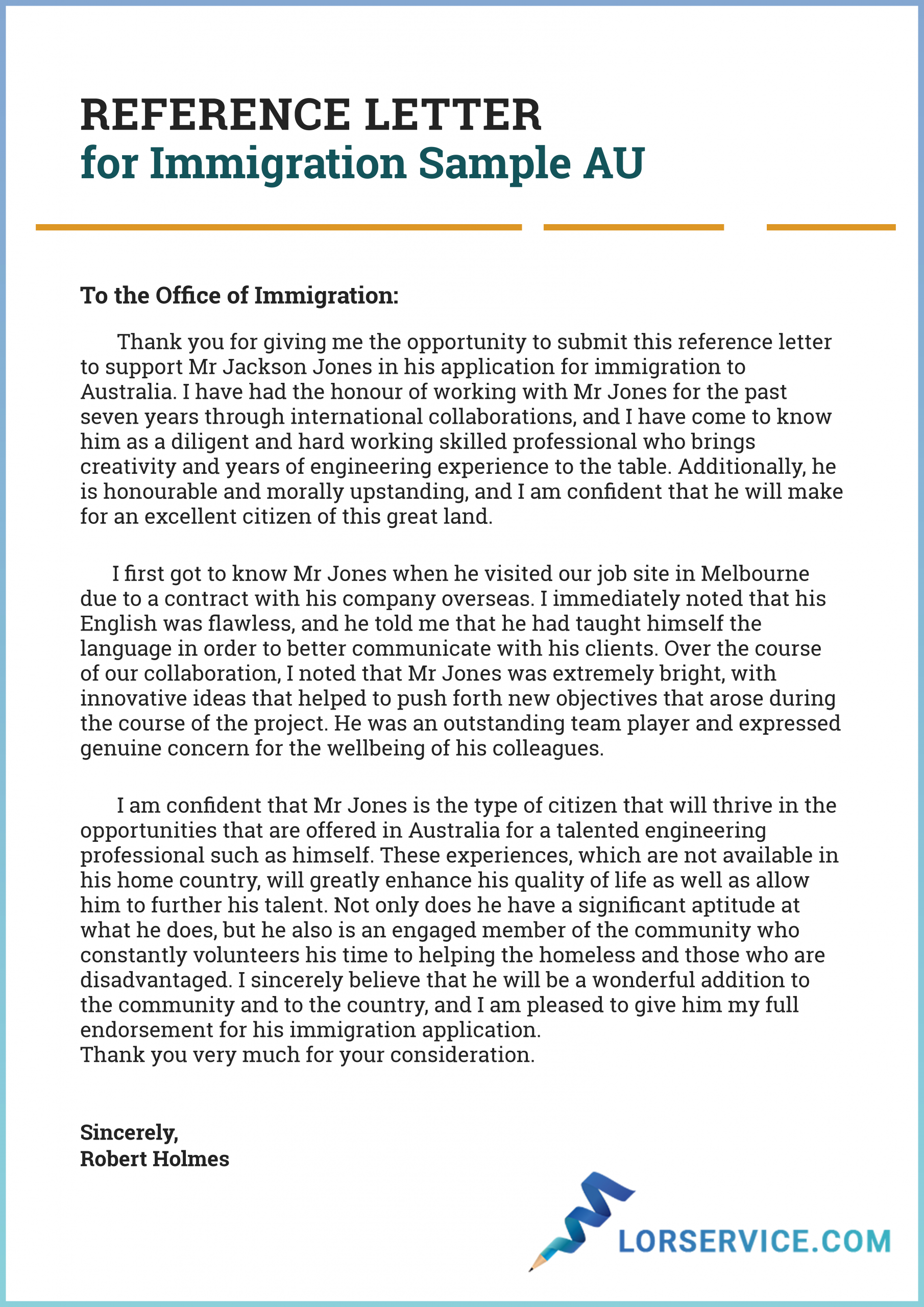 Immigration Reference Letter For A Friend Sample