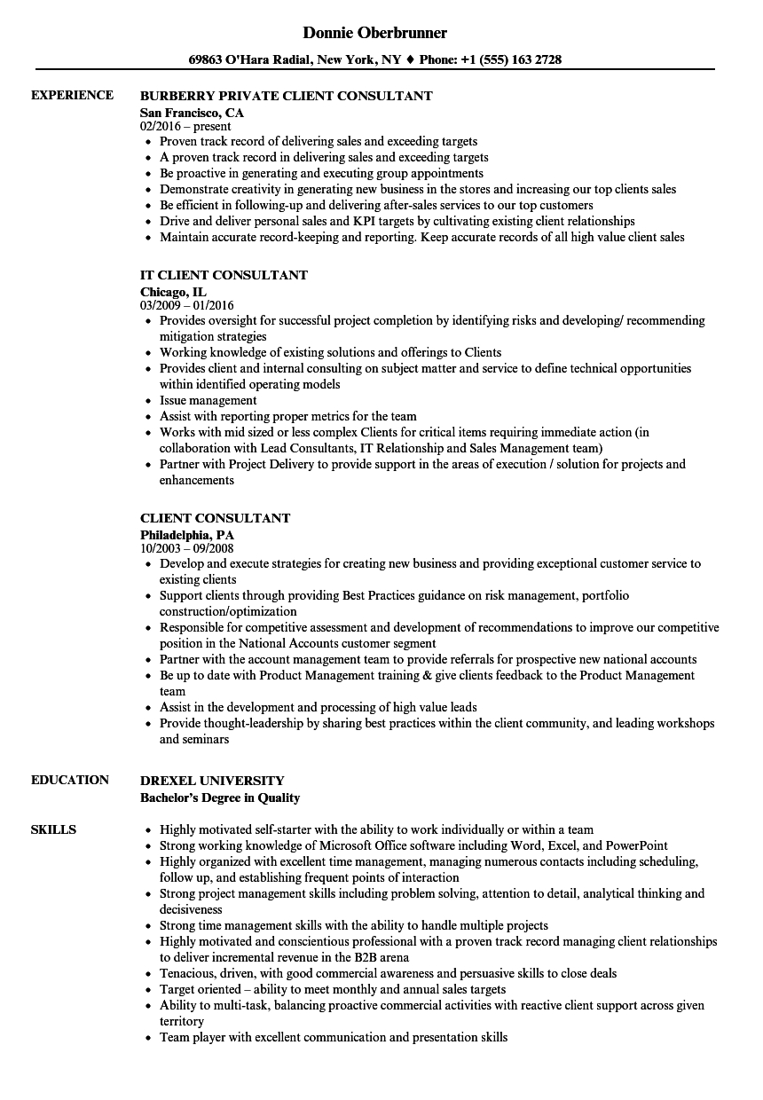 Client Consultant Resume Samples Velvet Jobs with dimensions 860 X 1240