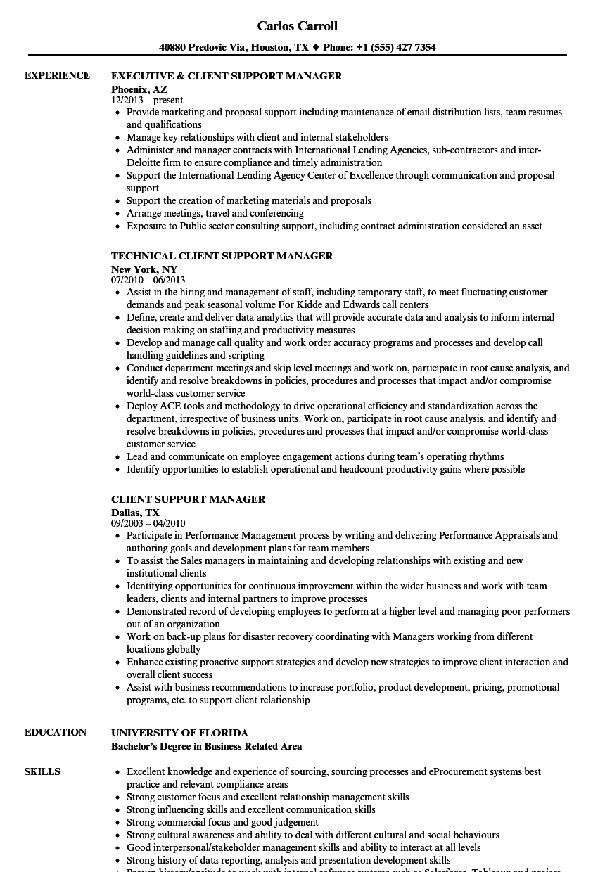 Client Support Manager Resume Samples Velvet Jobs throughout sizing 860 X 1240