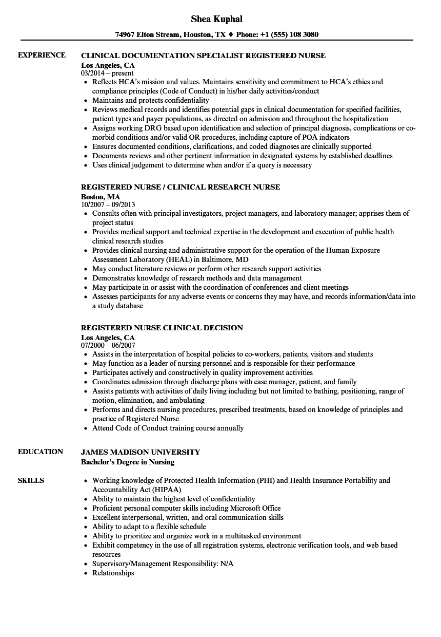 Clinical Nurse Registered Nurse Resume Samples Velvet Jobs throughout size 860 X 1240