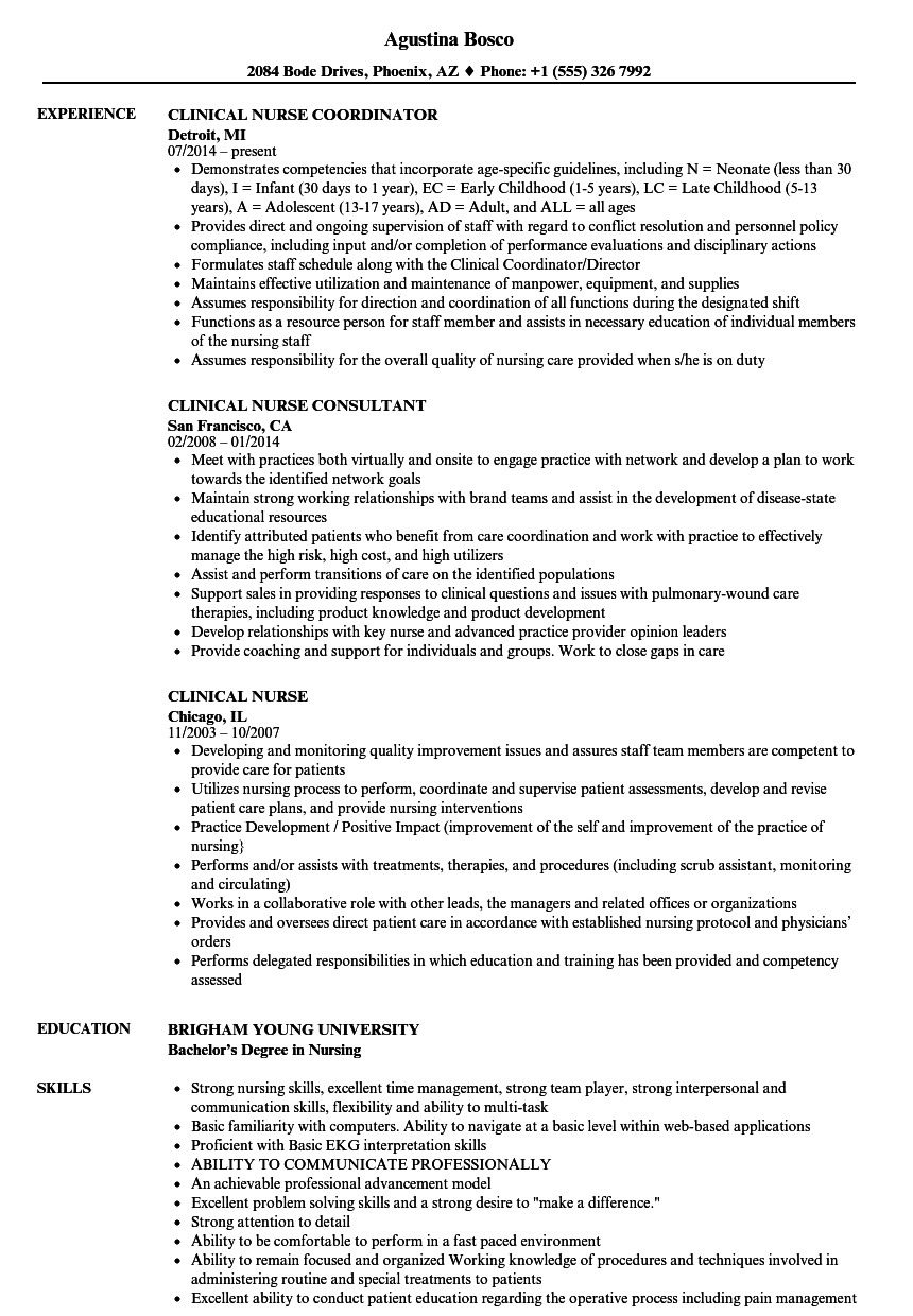 Clinical Nurse Resume Samples Velvet Jobs regarding sizing 860 X 1240