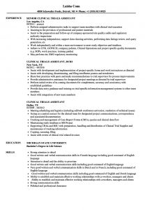 Clinical Trials Assistant Resume Samples Velvet Jobs throughout proportions 860 X 1240