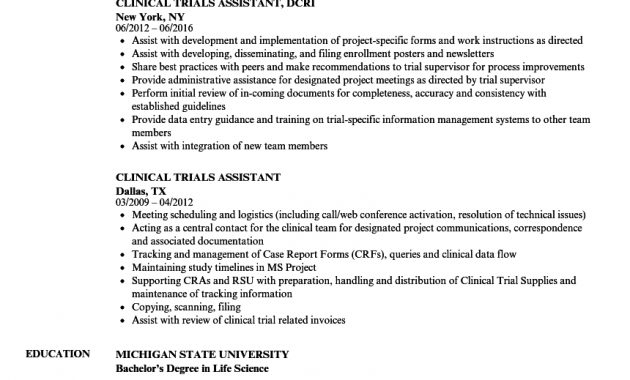 Clinical Trials Assistant Resume Samples Velvet Jobs throughout proportions 860 X 1240