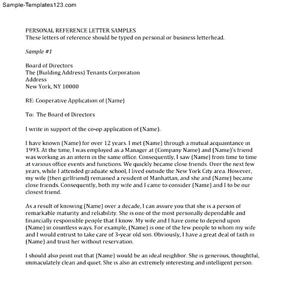Sample Letter Of Recommendation For Co Op Board Invitation Template Ideas