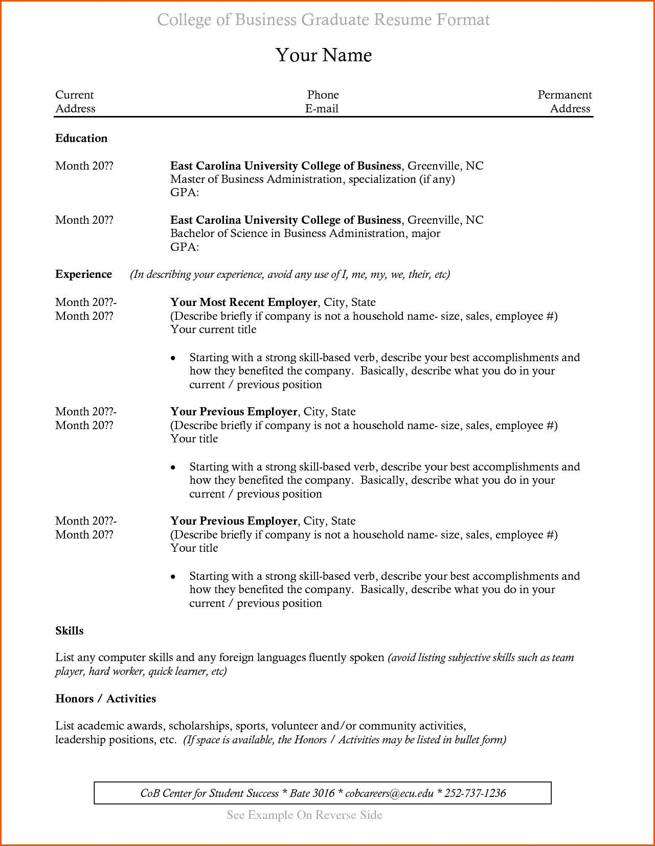 College Graduate College Resume Template Resume Examples inside dimensions 1281 X 1656