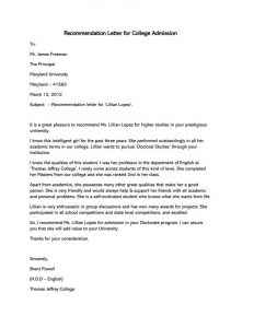 College Recommendation Letter 10 Sample Letters Free in size 800 X 1035