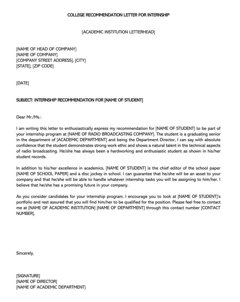 College Recommendation Letter 10 Sample Letters Free regarding proportions 800 X 1009