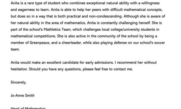 College Recommendation Letter 10 Sample Letters Free throughout measurements 800 X 1055