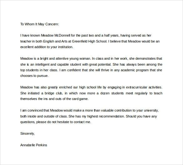 College Recommendation Letter Sample Debandje regarding size 585 X 528