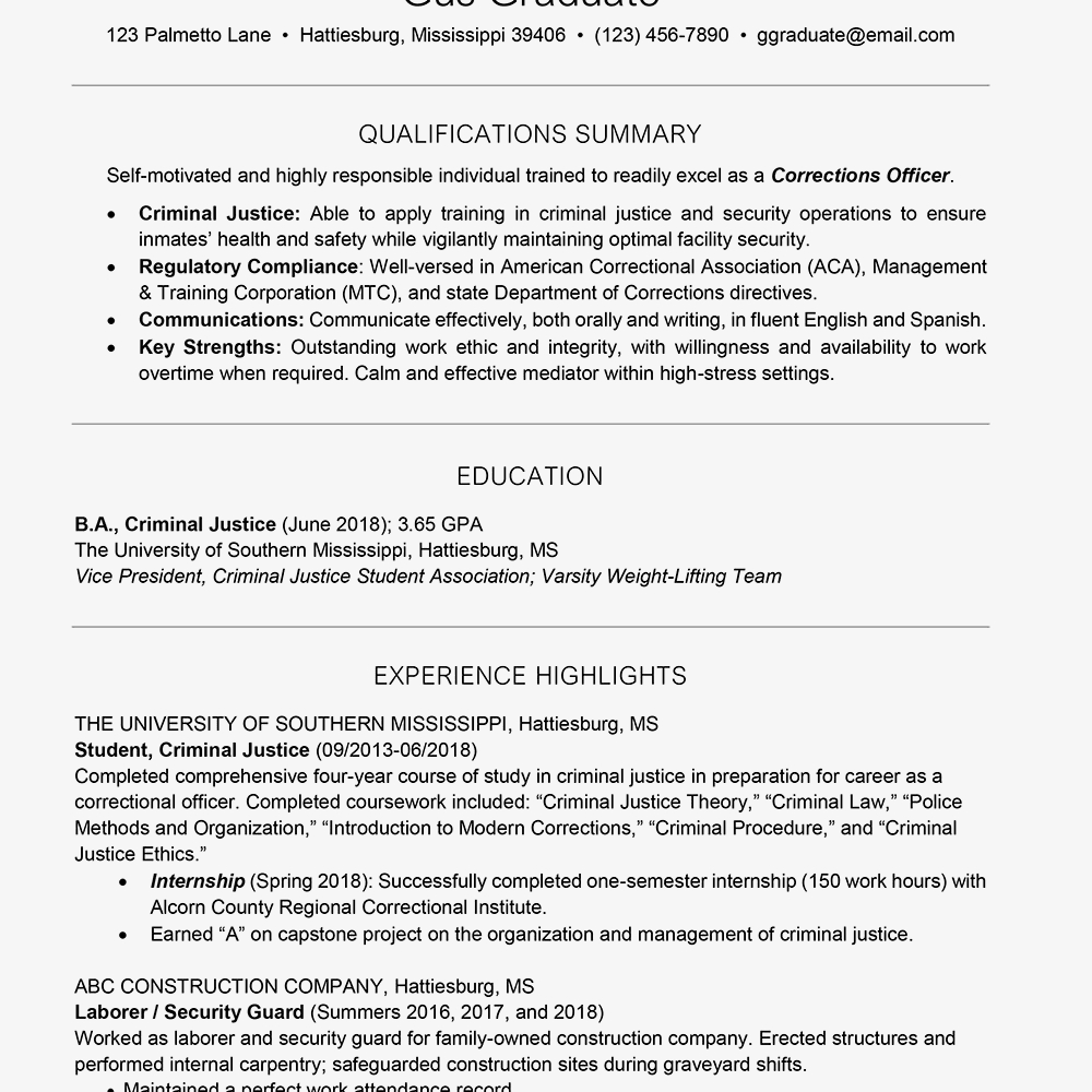 College Resume Template For Students And Graduates intended for proportions 1000 X 1000