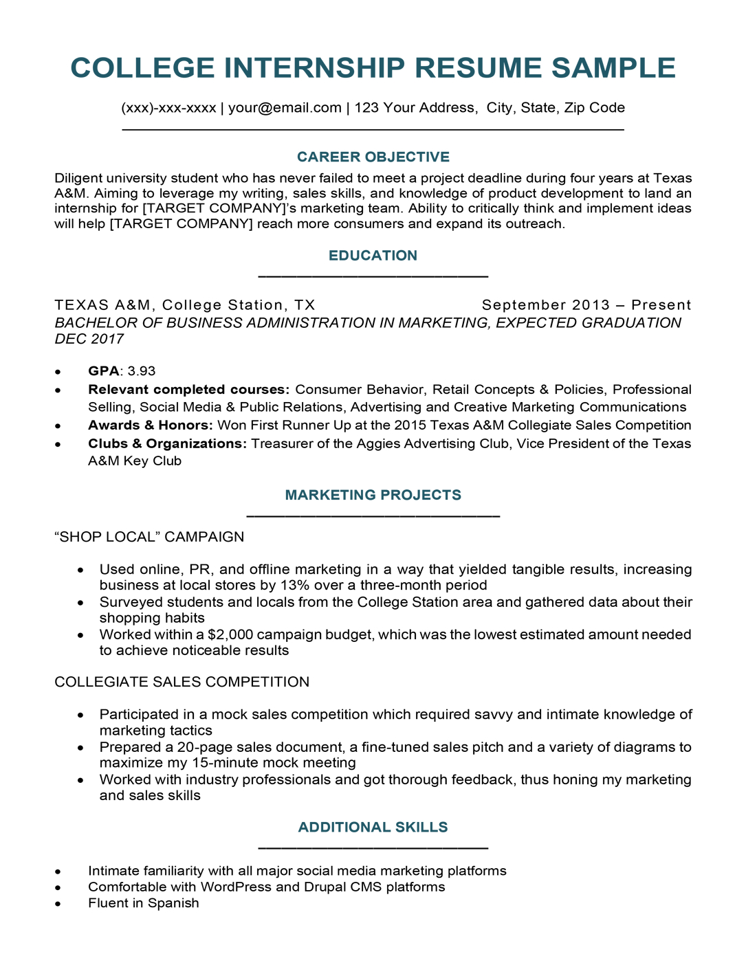 College Student Resume Sample Writing Tips Resume Companion with size 1085 X 1404