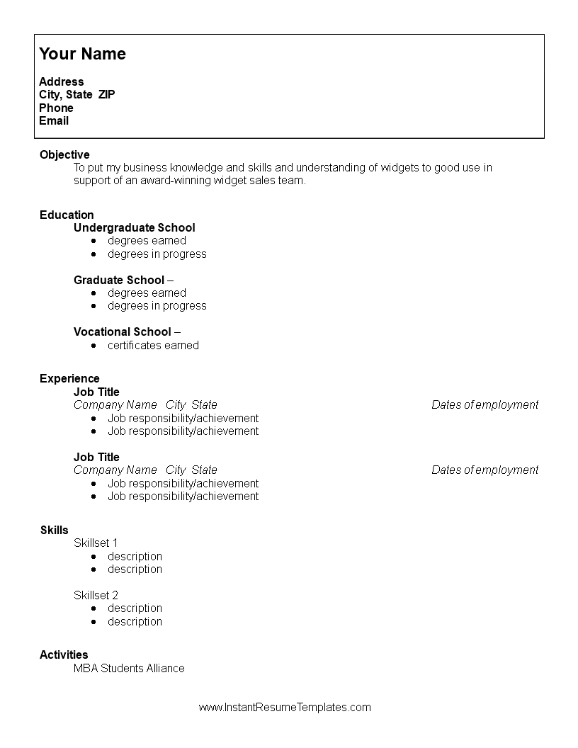 College Student Resume Templates At Allbusinesstemplates with dimensions 816 X 1056