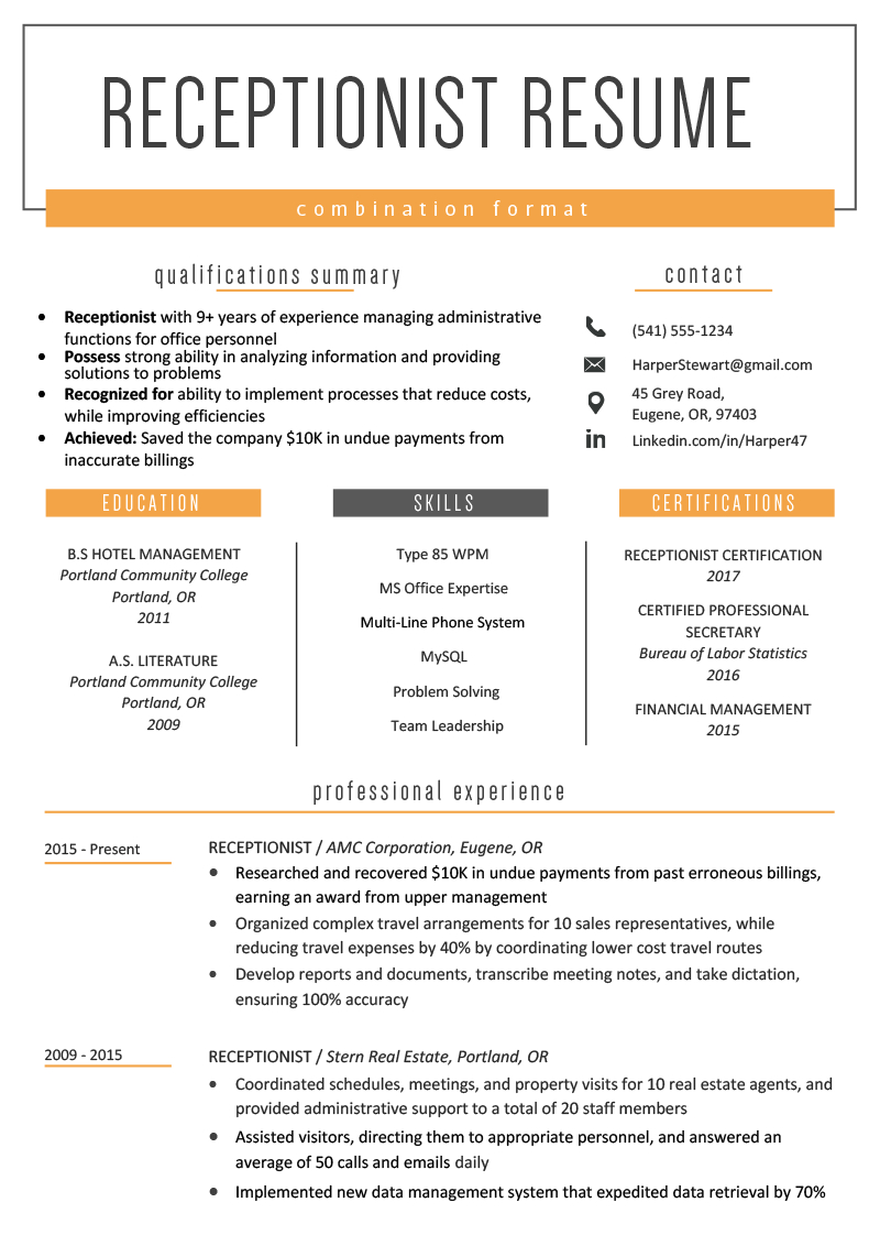 Combination Resume Formats Enom regarding measurements 800 X 1132