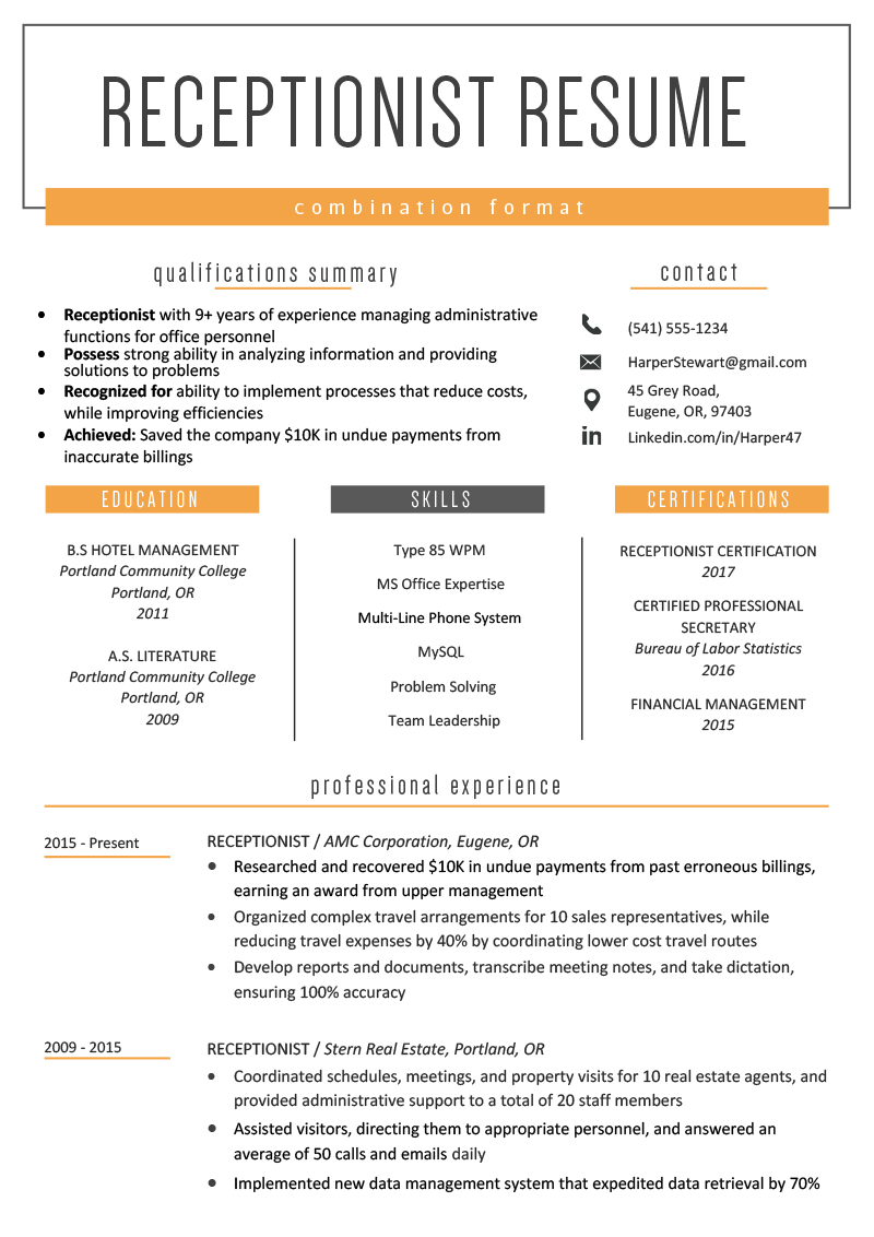 Combination Resume Template Examples Writing Guide within dimensions 800 X 1132