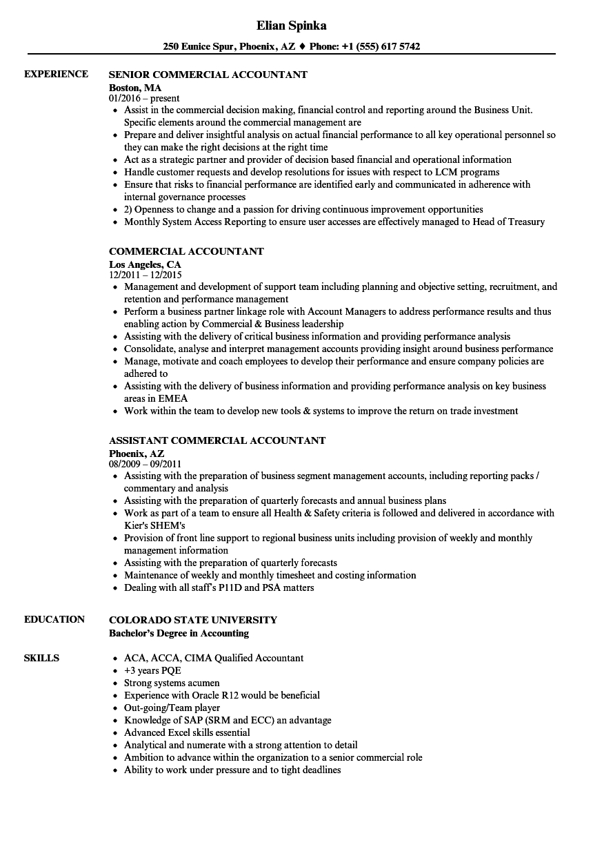 Commercial Accountant Resume Samples Velvet Jobs pertaining to measurements 860 X 1240