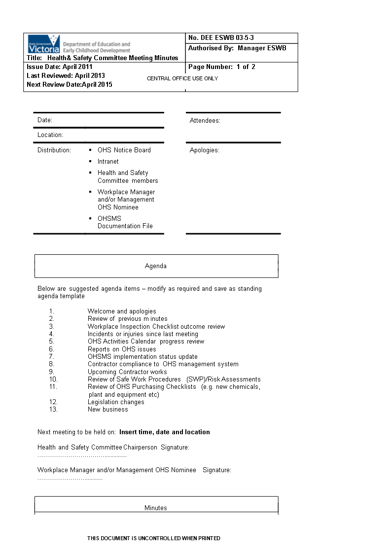 Committee Meeting Minutes Format Templates At inside dimensions 793 X 1122