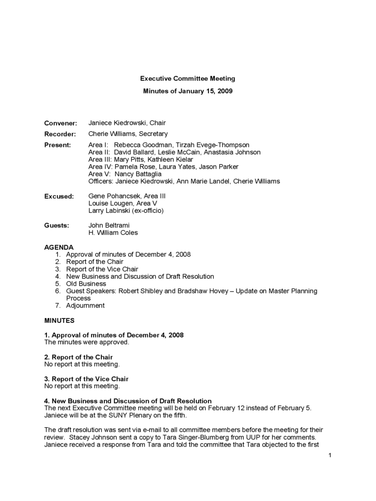 Committee Meeting Minutes Template 2009 Edit Fill Sign throughout sizing 768 X 1024