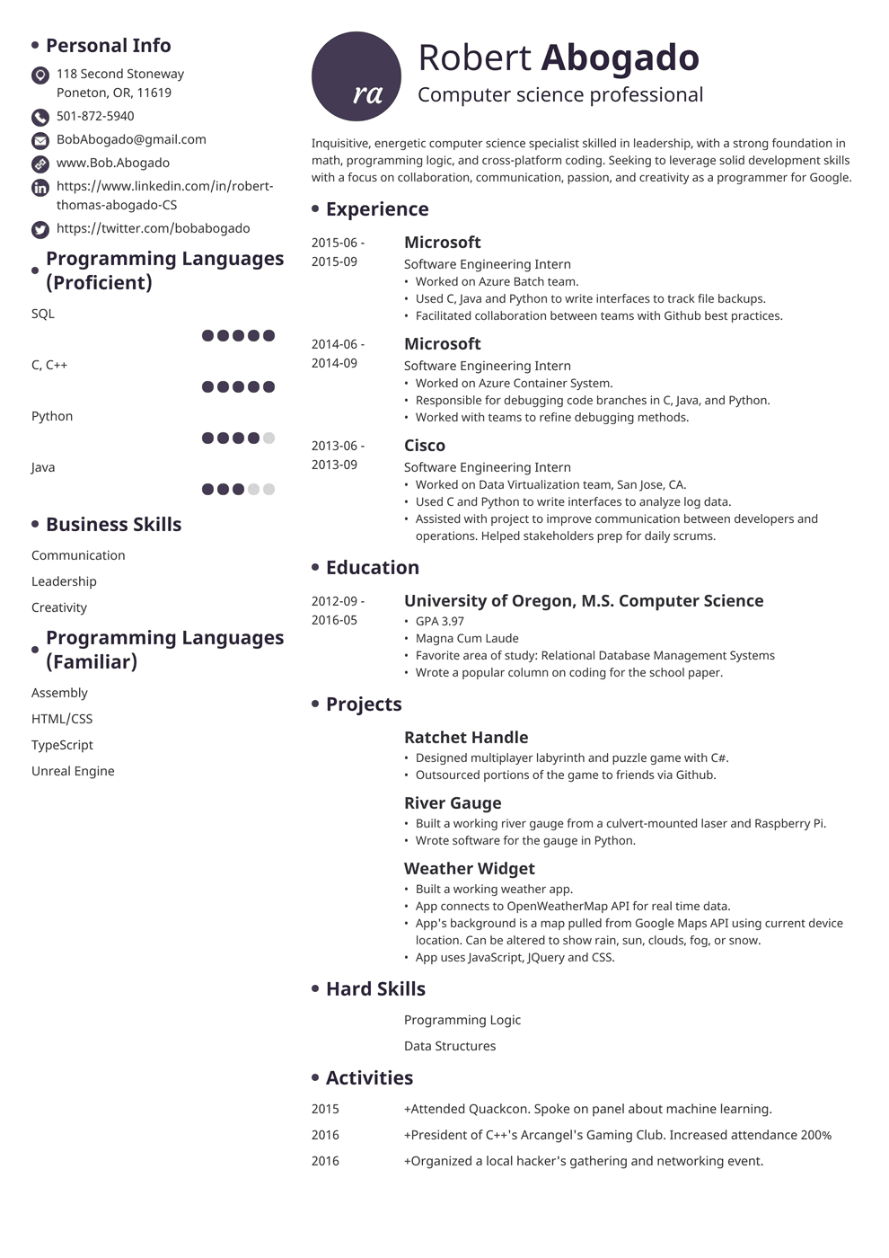 Computer Science Cs Resume Example Template Guide inside proportions 990 X 1400